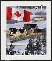 Timbre: Drapeau et un paysage hivernal &agrave; New Glasgow