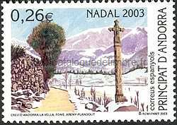 Timbre: La croix d'Andorre la Vieille