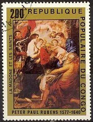 Timbre: La Madone et les Saints, par Rubens