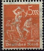 Timbre: M&eacute;tiers Mineurs 5Mk (Filigrane B)