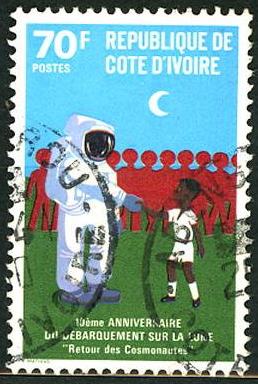 Timbre: 10&deg; anniv du 1er homme sur la lune