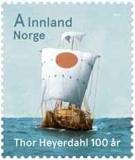 Timbre: Voyage de Thor Heyerdahl avec le Kon tiki 