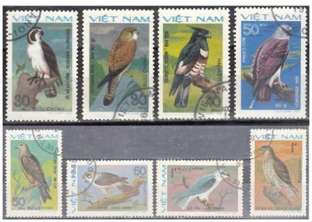 Timbre: Rapaces  : S&eacute;rie compl&egrave;te de 8 valeurs