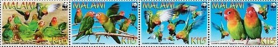 Timbre: Lilian's Lovebird (les 4 timbres)