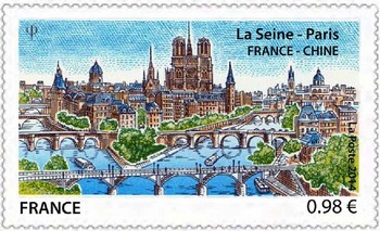 Timbre: France-Chine : la Seine &agrave; Paris