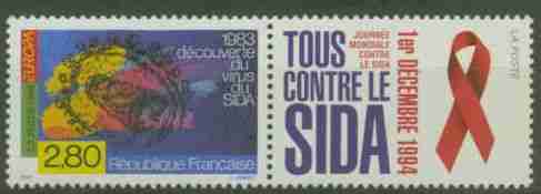 Timbre: Joun&eacute;e mondiale de lutte contre le sida