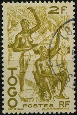 Timbre: Femmes filant le coton