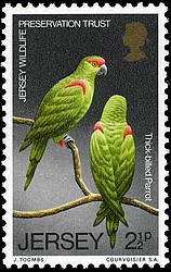 Timbre: Pr&eacute;servation de la nature. Perruches.