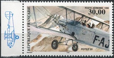 Timbre: Biplan Potez 25 - 62a