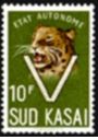 Timbre: S&eacute;rie T&ecirc;te de l&eacute;opard et lettre V