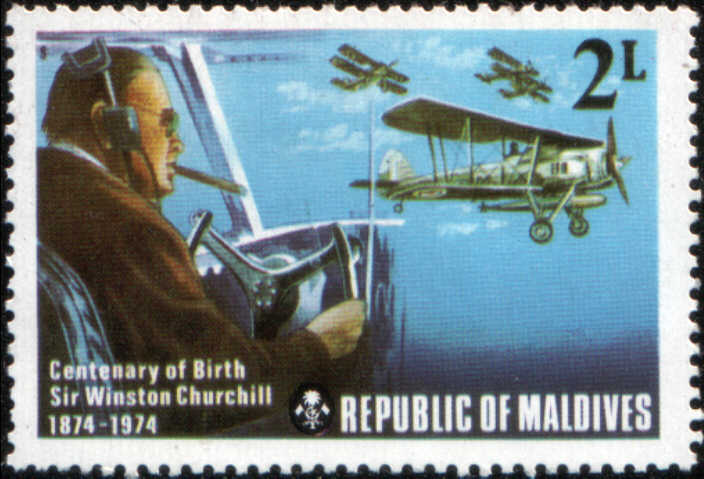 Timbre: Sir Winston Churchill pilotant